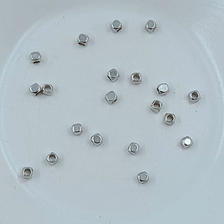 Metal Spacer Bead Rounded Cube Silver 3mm 20 Pack