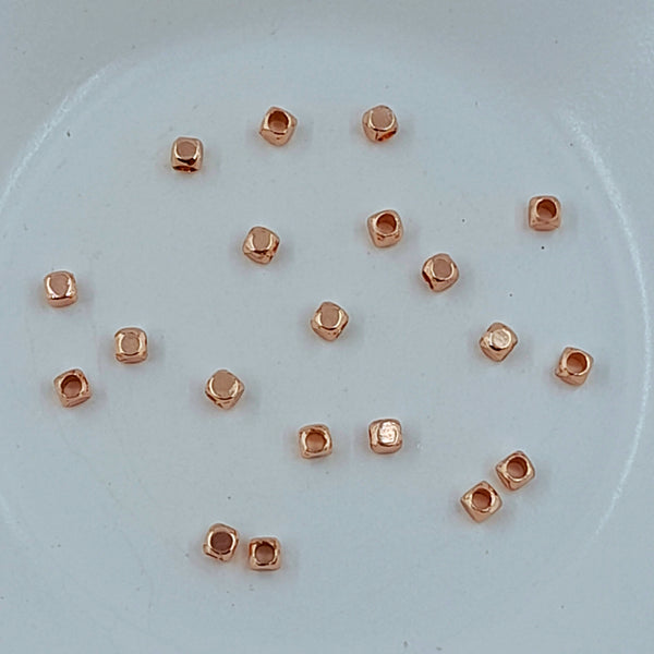 Metal Spacer Bead Rounded Cube Rose Gold 20 Pack