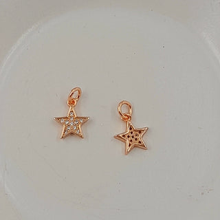 Charm - Rose Gold Star With Cubic Zirconias