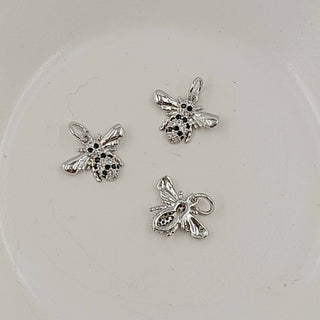 Charm - Silver Bee With Cubic Zirconias