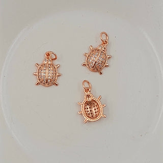 Charm - Rose Gold Ladybird With Cubic Zirconias