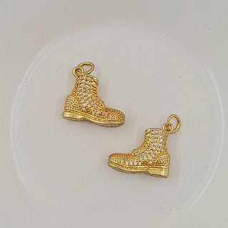 Charm - Gold Boot With Cubic Zirconias