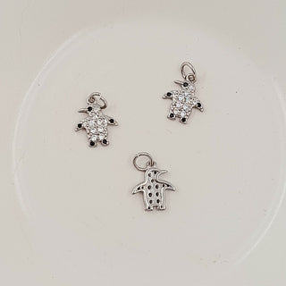 Charm - Silver Penguin With Cubic Zirconias