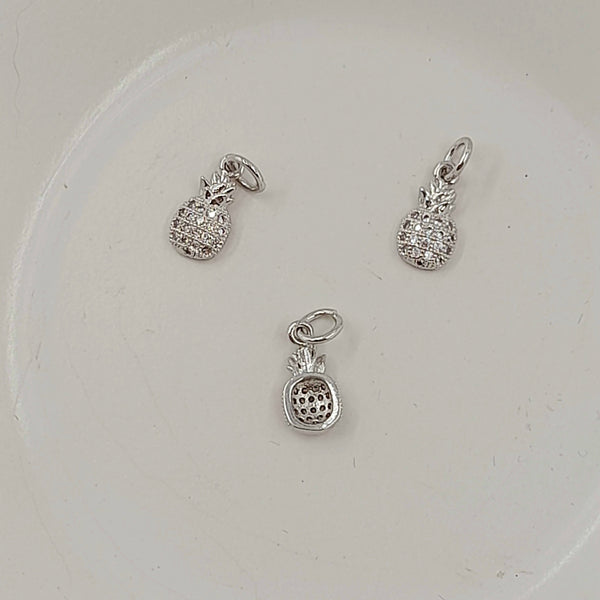 Charm - Silver Pineapple With Cubic Zirconias