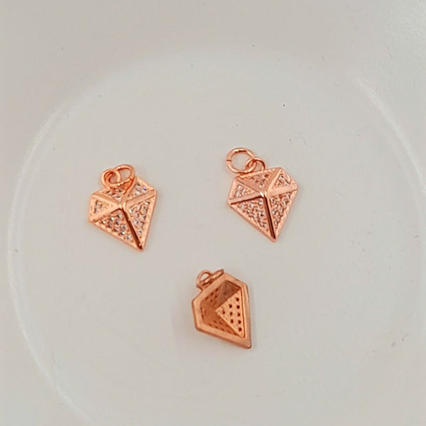 Charm - Rose Gold Diamond Shape With Cubic Zirconias