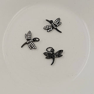 Charm - Gunmetal Dragonfly With Cubic Zirconias