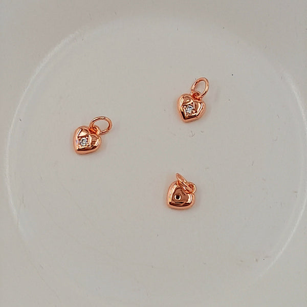 Charm - Rose Gold Tiny Heart With Cubic Zirconia