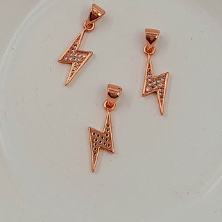 Charm - Rose Gold Lightning Bolt With Cubic Zirconias