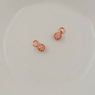 Charm - Rose Gold Ball With Cubic Zirconias