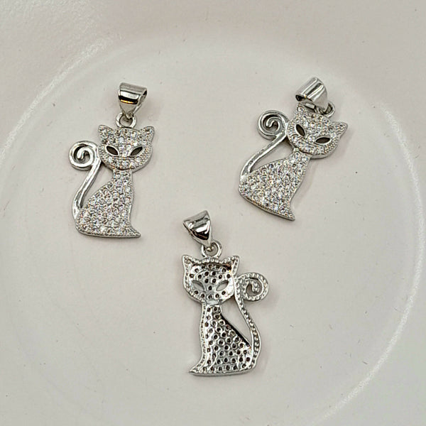 Charm - Silver Kitten With Cubic Zirconias