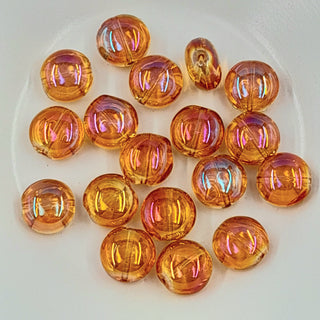 Electroplated Glass Flat Round Pebble Transparent Orange AB