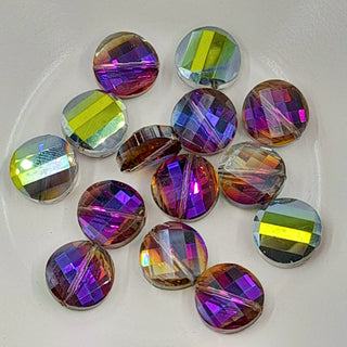 Electroplated Glass Faceted Round Half Plated Bead Purple AB