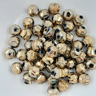 10mm Half Matte Electroplated Glass Faceted Round Bead Pewter