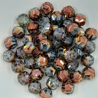 10mm Half Matte Electroplated Glass Faceted Round Bead Light Bronze
