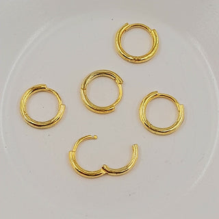 Huggie Hoop Earring Sterling Silver With 18k Gold Plate 14mm