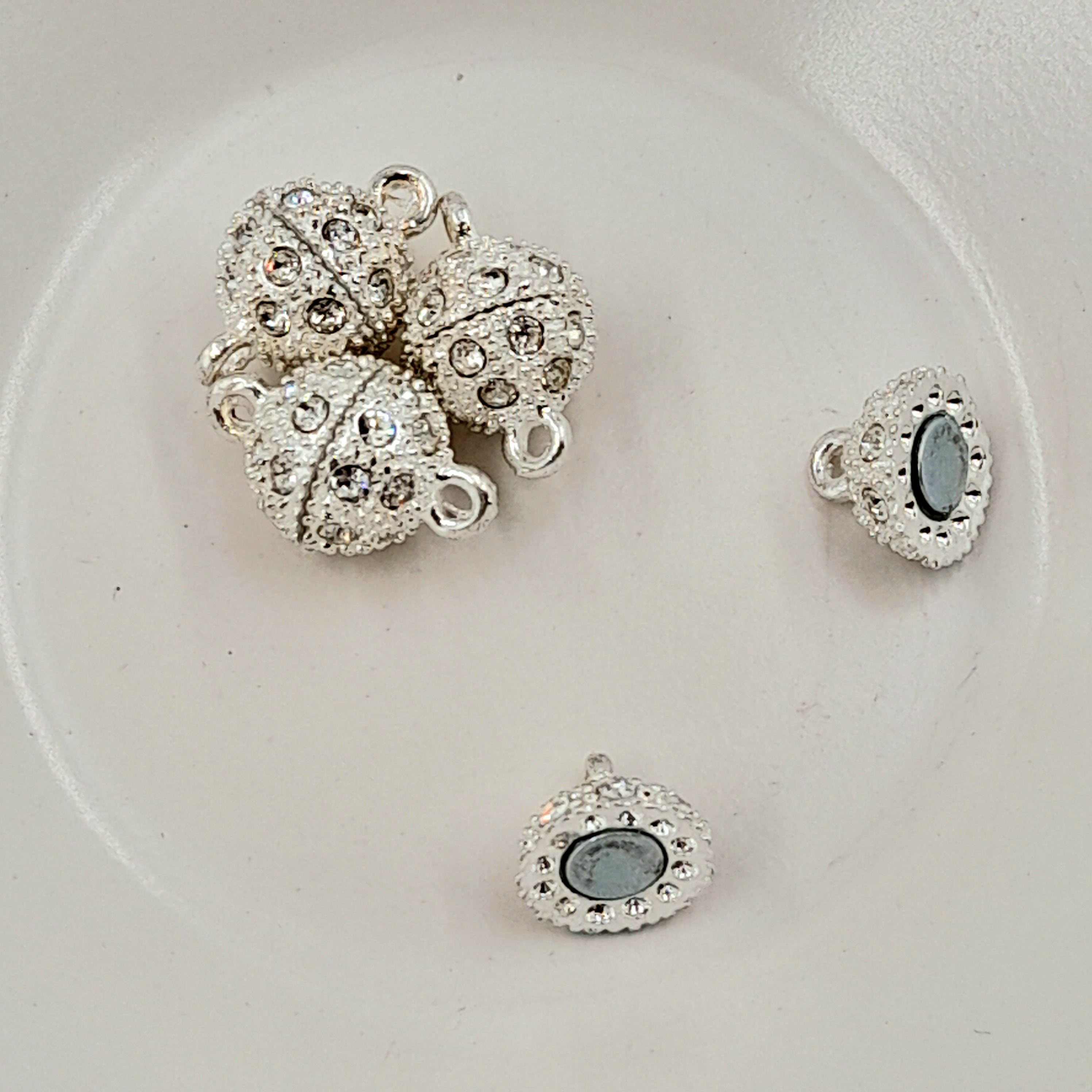 Magnetic Clasp With Rhinestones Silver | Beadazzle NZ