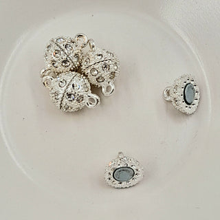Magnetic Clasp With Rhinestones Silver