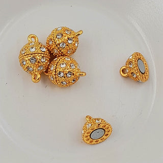 Magnetic Clasp With Rhinestones Gold