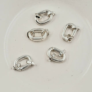Carabiner Style Clasp With Jump Rings Silver
