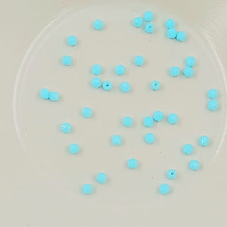 Czech Fire Polished Glass 3mm Faceted Round Opaque Pale Blue 20 Pack