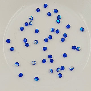 Czech Fire Polished Glass 3mm Faceted Round Opaque Cobalt Blue AB 20 Pack