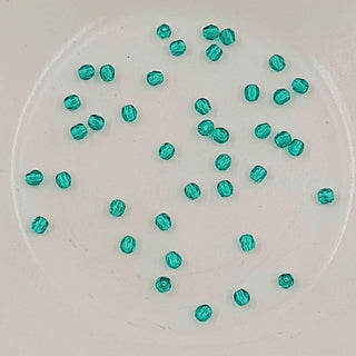 Czech Fire Polished Glass 3mm Faceted Round Transparent Teal 20 Pack