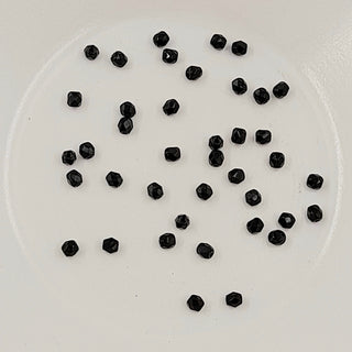 Czech Fire Polished Glass 3mm Faceted Round Opaque Black 20 Pack