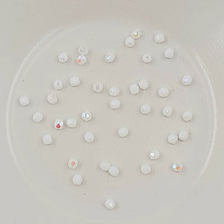 Czech Fire Polished Glass 3mm Faceted Round Opaque White AB 20 Pack