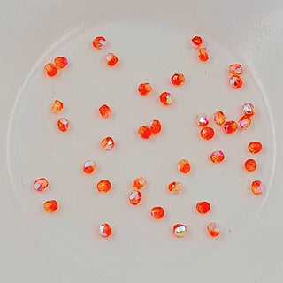 Czech Fire Polished Glass 3mm Faceted Round Transparent Orange AB 20 Pack