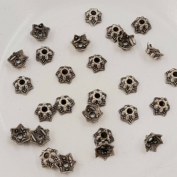 Findings - Bead Cap Textured Antique Silver 7mm