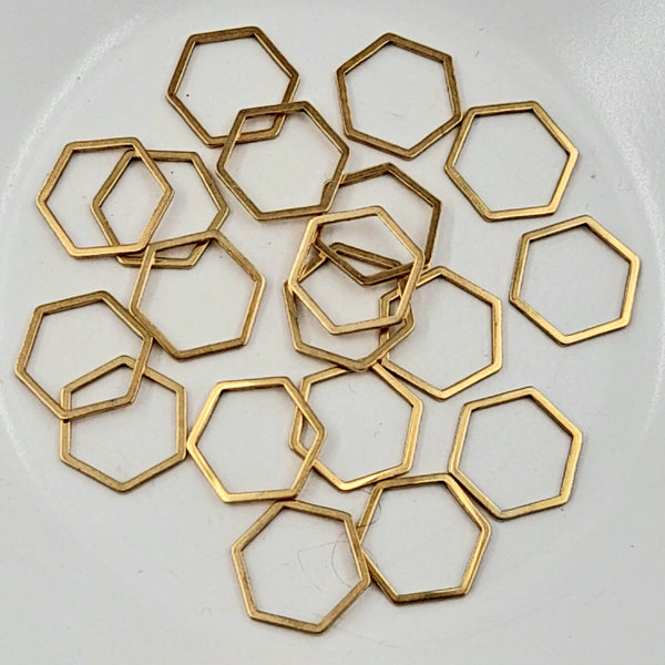 Findings - Metal Hexagon Shaped Closed Ring Gold 13mm