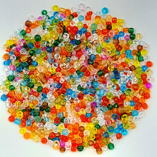 Chinese Seed Beads Size 8 Transparent Mixed Colours 25gm Bag