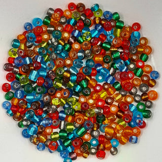 Chinese Seed Beads Size 6 Silver Lined Mixed Colours 25gm Bag