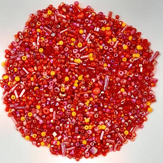 Chinese Seed Beads Mixed Styles & Shapes Red 25gm Bag