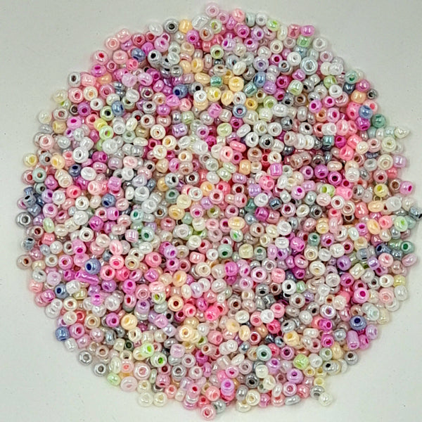 Chinese Seed Beads Size 8 Mixed Pastel Colours 25gm Bag