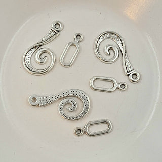 Findings - Hook & Eye Clasp Spiral Pattern Silver