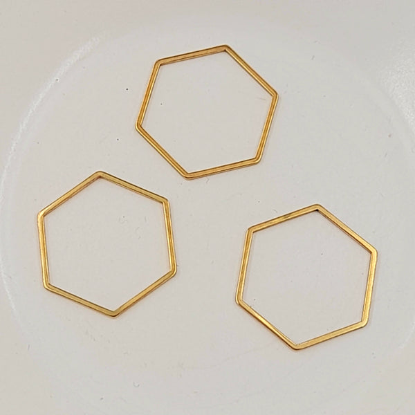 Findings - Metal Hexagon Shaped Closed Ring Gold 22mm