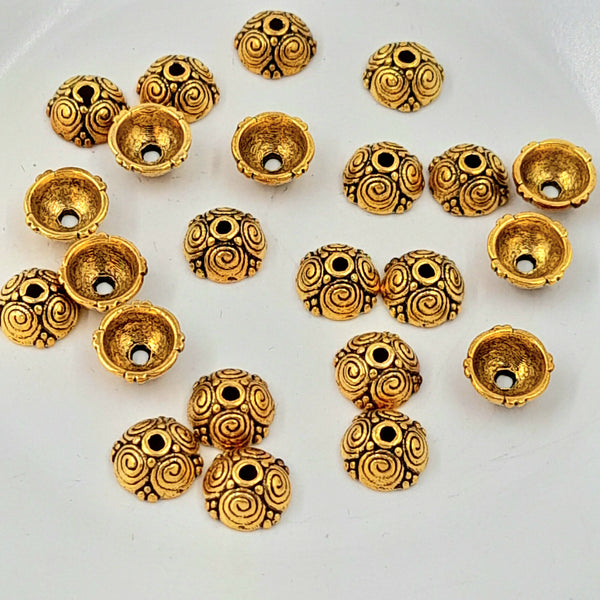 Findings - Bead Cap Spiral Pattern Gold 8mm