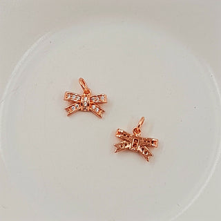 Charm - Rose Gold Bow With Cubic Zirconia