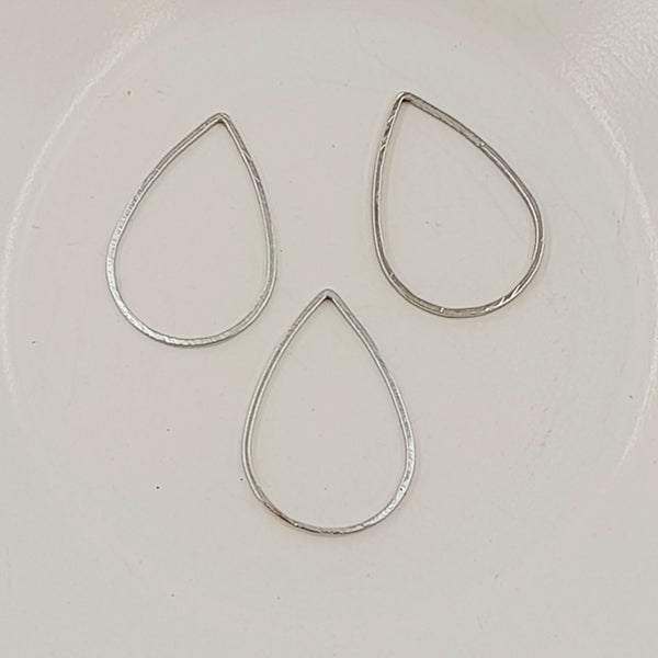 Findings - Thin Metal Teardrop Shaped Closed Ring Silver