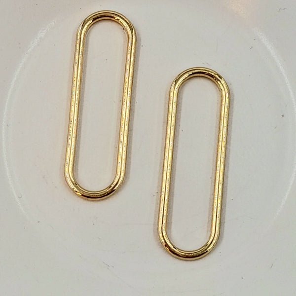 Findings - Metal Long Rectangle Closed Ring With Rounded Ends Gold 44mm