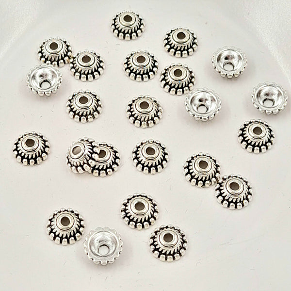 Findings - Bead Cap Textured Silver 8mm