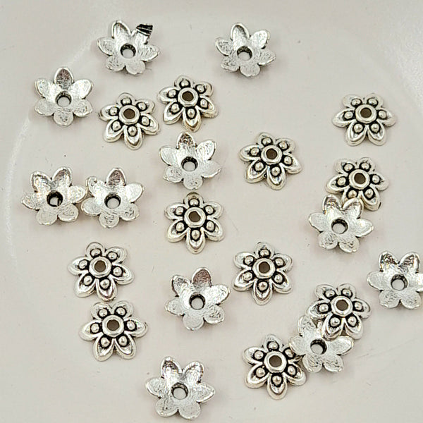 Findings - Flower Shaped Bead Cap Silver 9mm