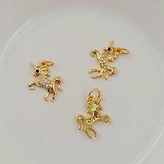 Charm - Gold Unicorn With Cubic Zirconias