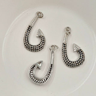 Pendant - Silver Hook With Black Cubic Zirconias