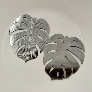 Pendant - Flat Laser Cut Monstera Leaf Silver 40mm