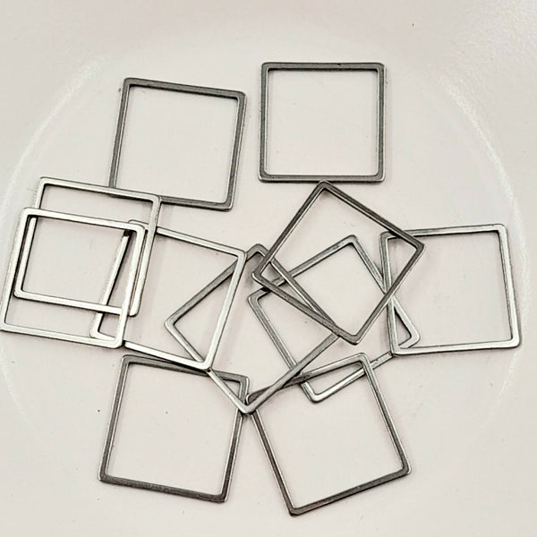 Findings - Metal Square Closed Ring Antique Silver 16mm