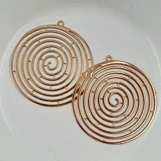 Pendant - Flat Laser Cut Spiral Maze Gold 36mm