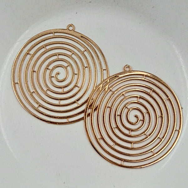 Pendant - Flat Laser Cut Spiral Maze Gold 36mm