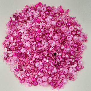 Chinese Seed Beads Mixed Styles & Shapes Magenta 25gm Bag